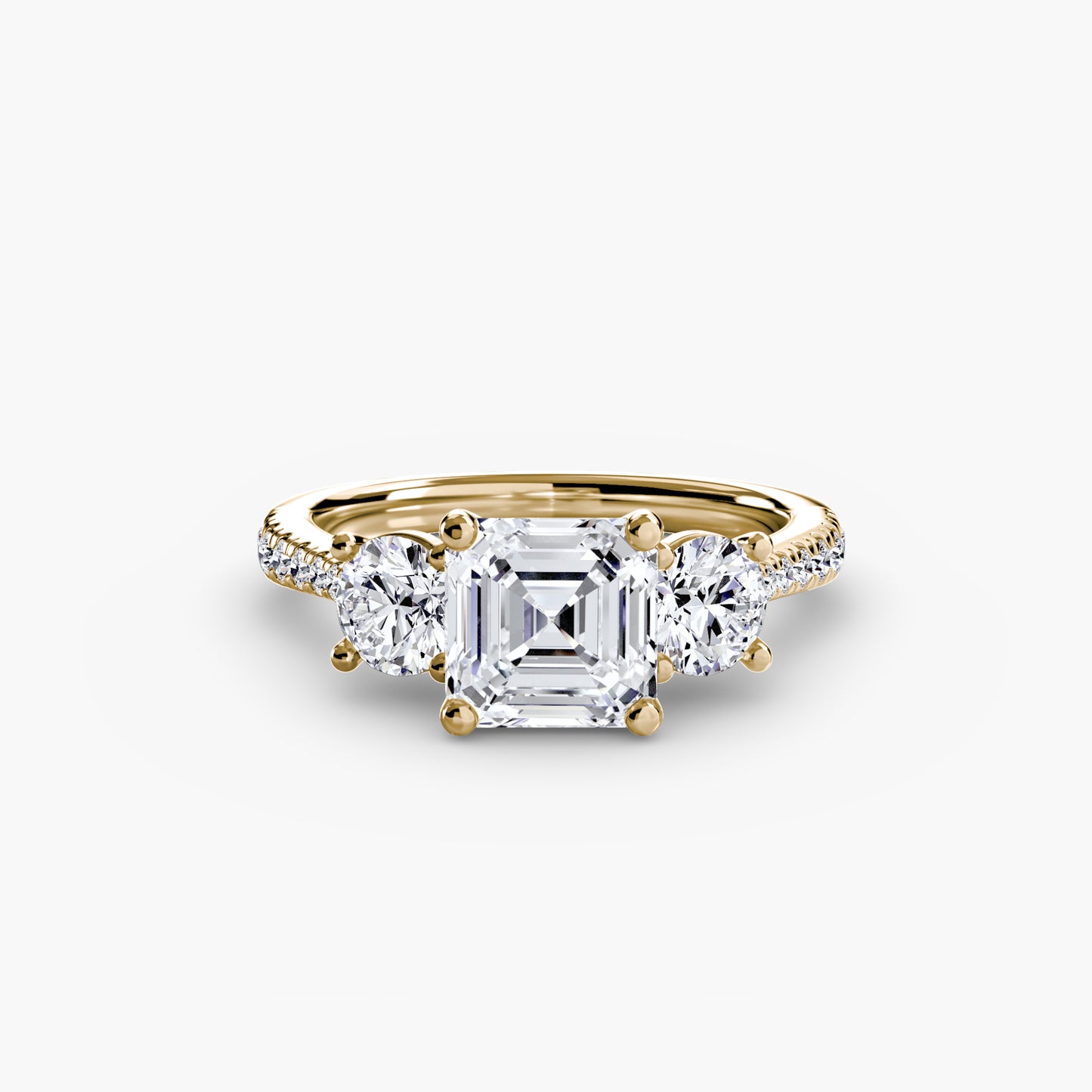 three-stone with pavé band