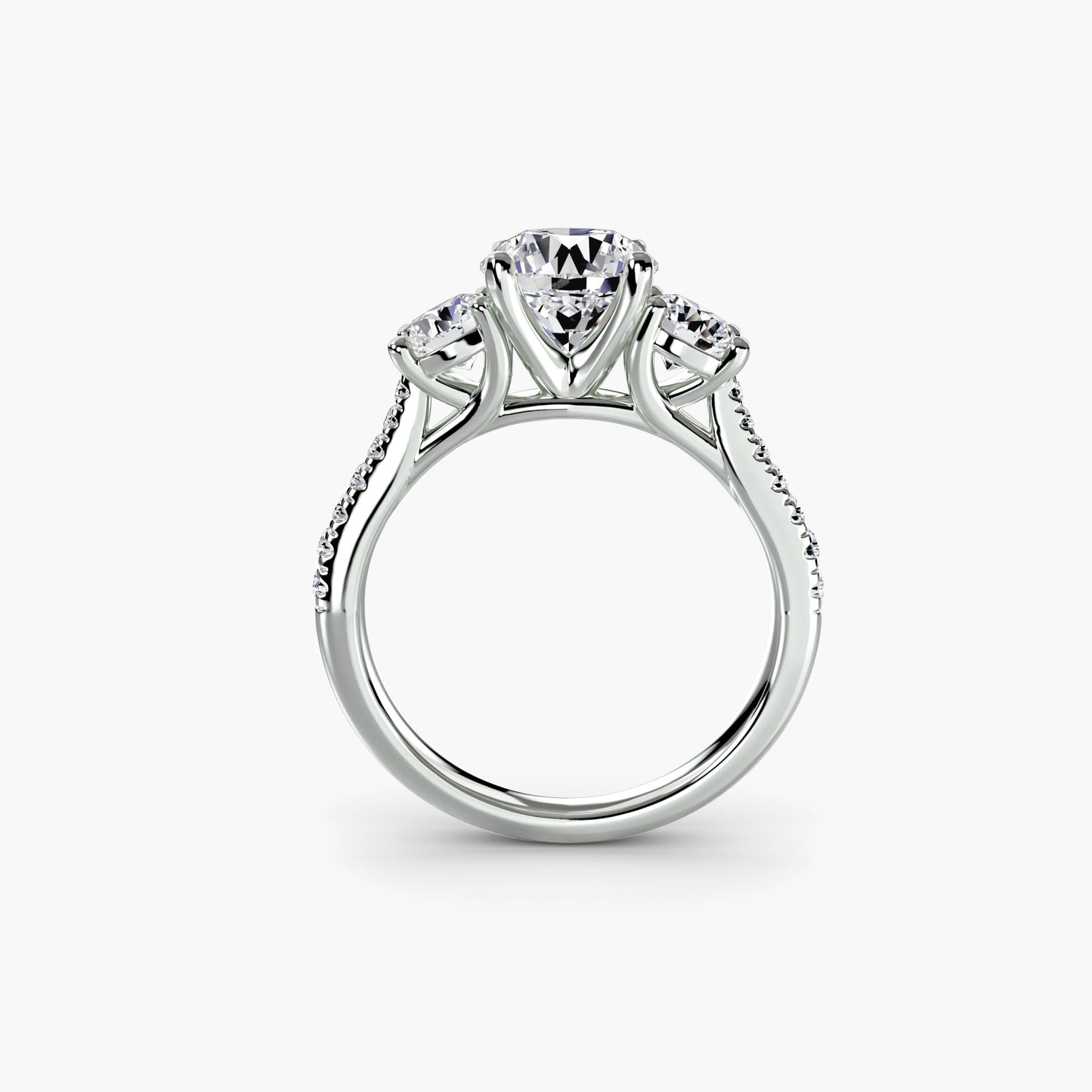 three-stone with pavé band