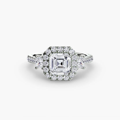 Three-Stone Ring with Halo 2