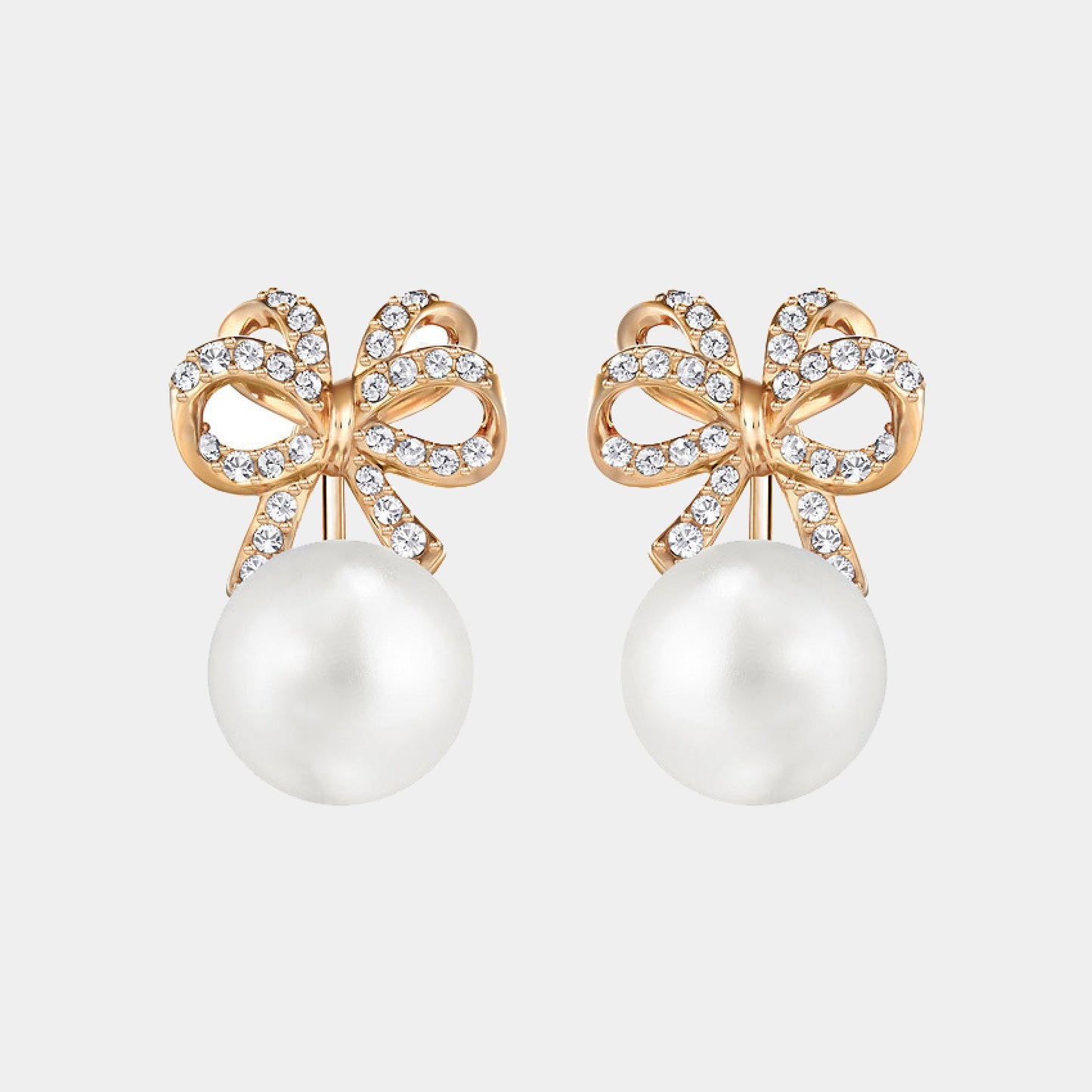 gold tone bow pearl drop earrings for women