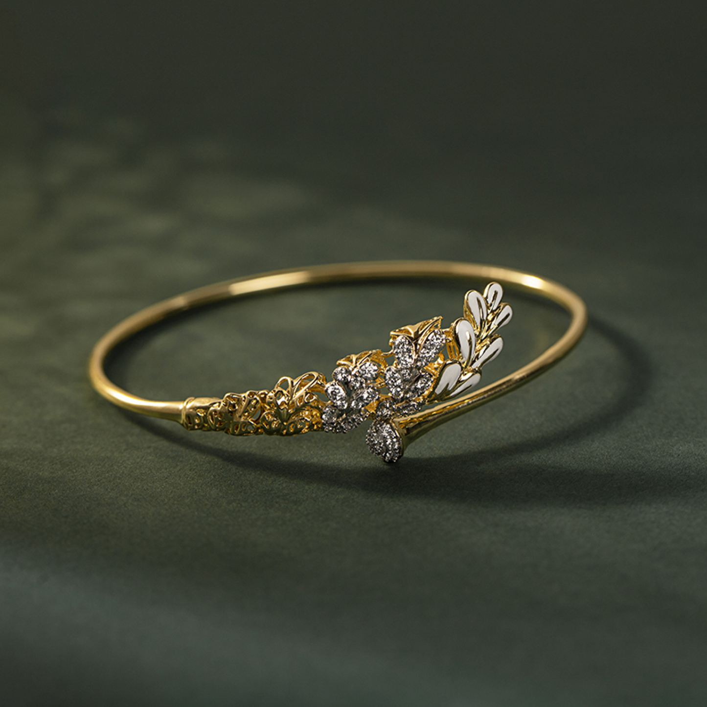 gold & diamond bloom zirconia bracelet for women