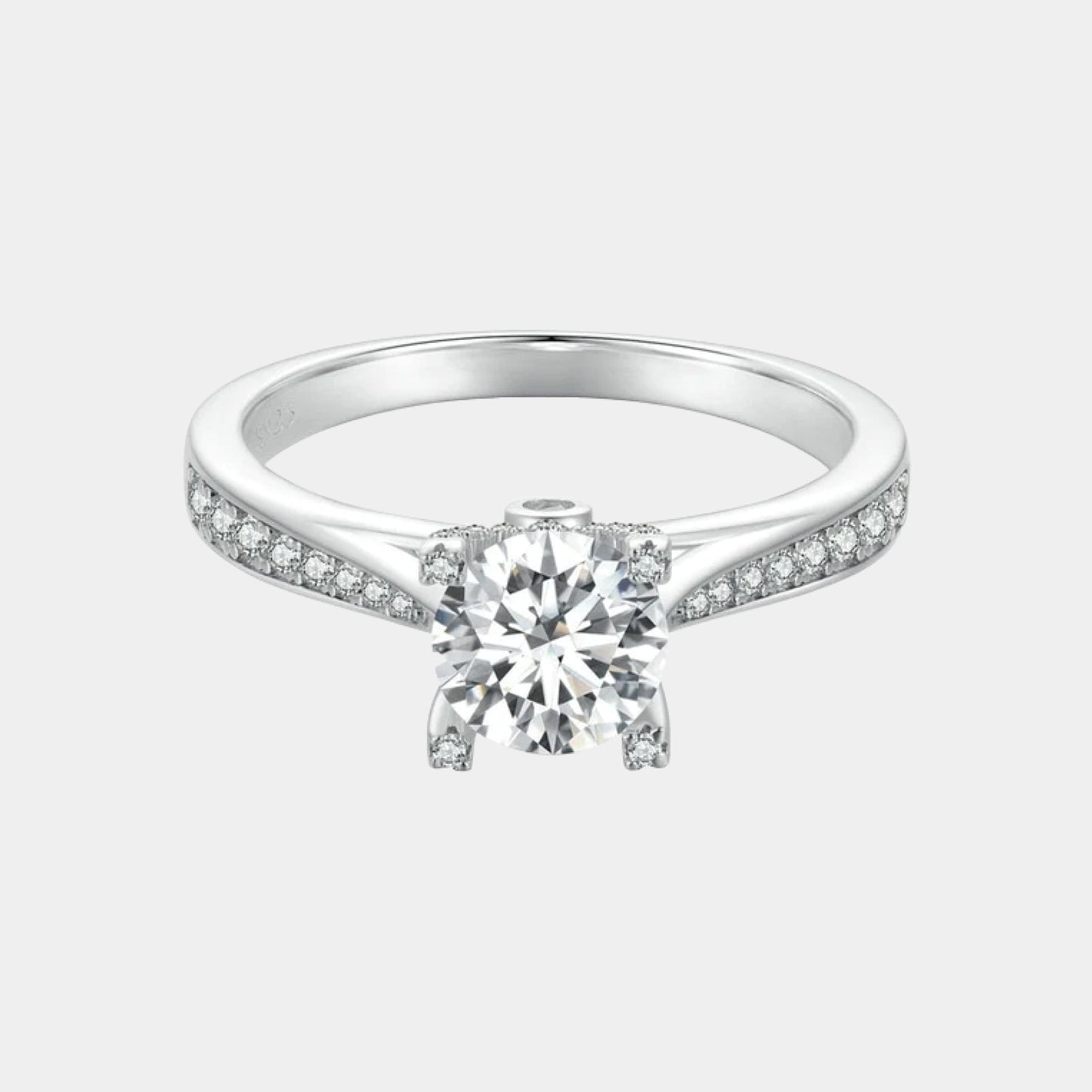 silver plated crystal studded ring