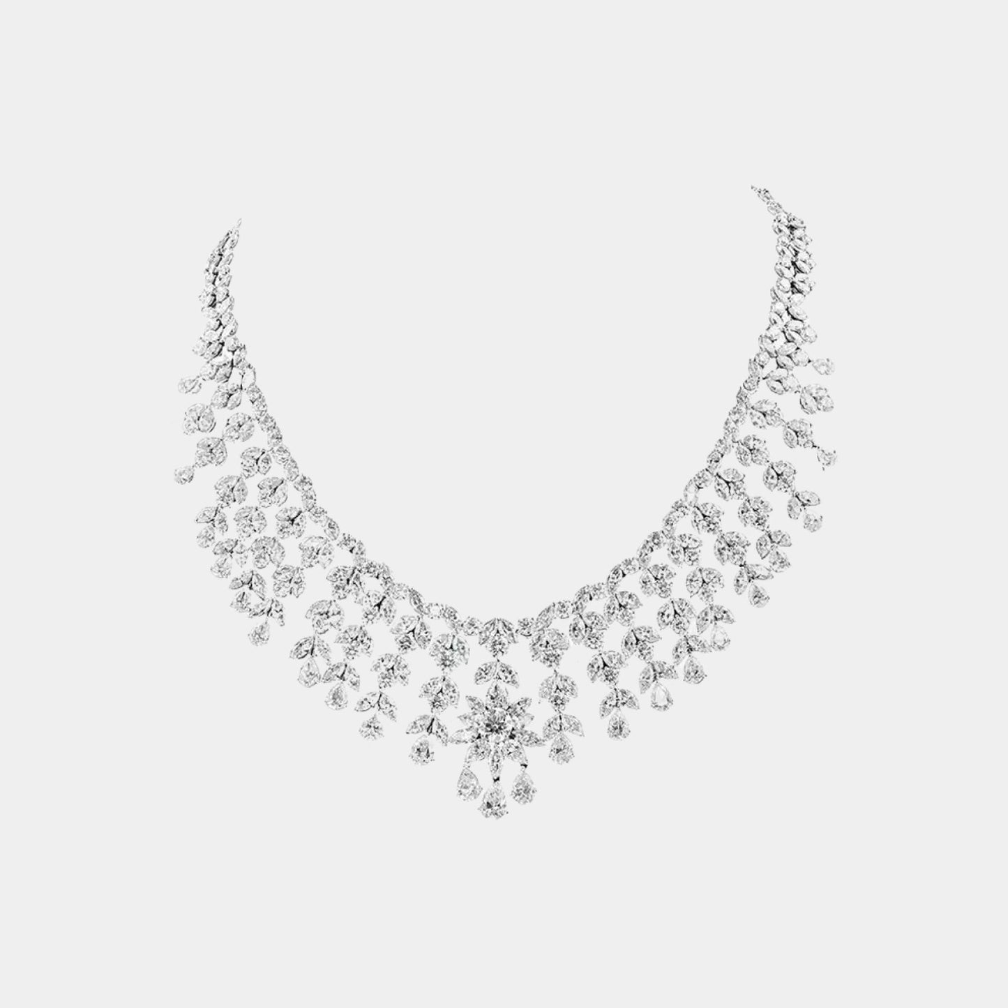 silver diamond necklace for women