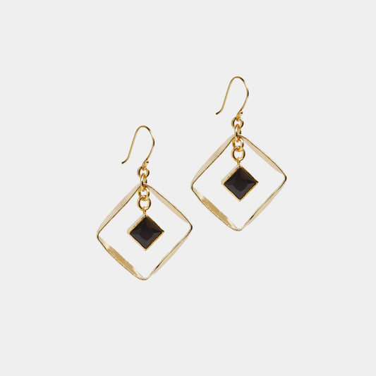 BLACK LONG DROP EARRINGS FOR WOMEN CRYSTAL
