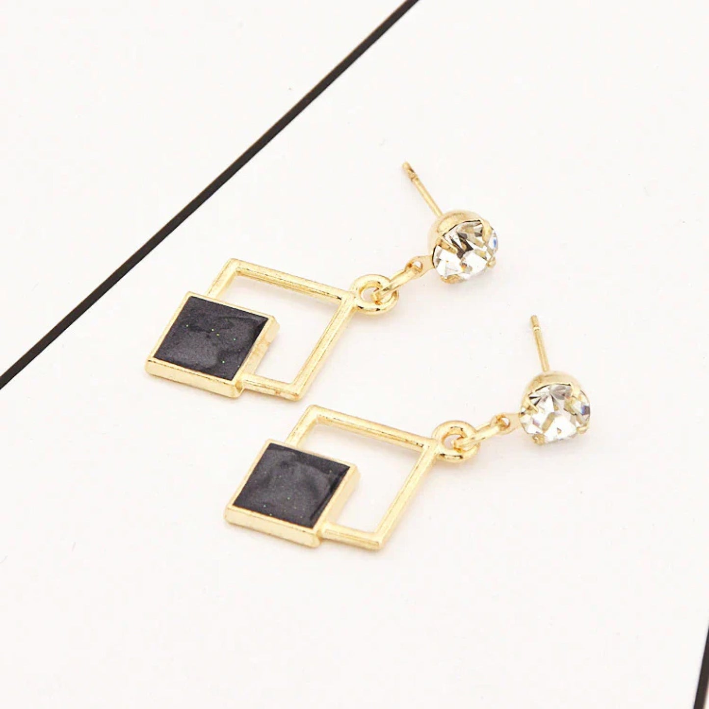 black long drop earrings for women crystal
