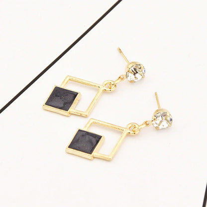 BLACK LONG DROP EARRINGS FOR WOMEN CRYSTAL